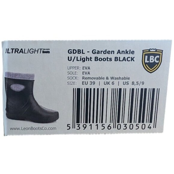 LBC Unisex Garden Ankle Boots EU 39 US 8.5/9 Black EVA Ultralight Removable Sock - Picture 3 of 6